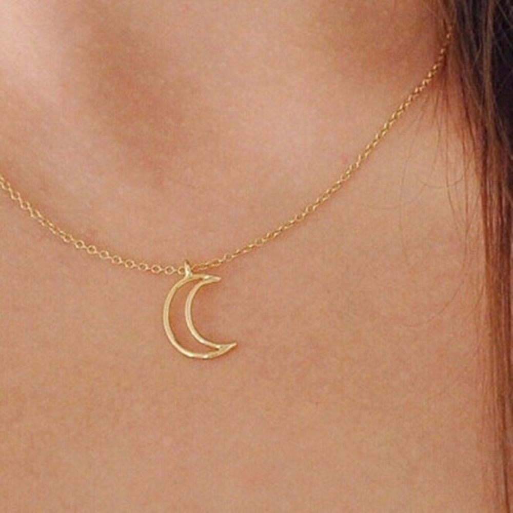 Crescent Moon Dainty Pendant Necklace - Picture 2 of 3